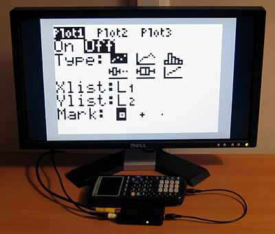 TV Demonstrator showing the STAT PLOT settings on a monitor.