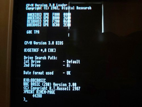 Photo of the computer's boot screen showing a 60KB TPA