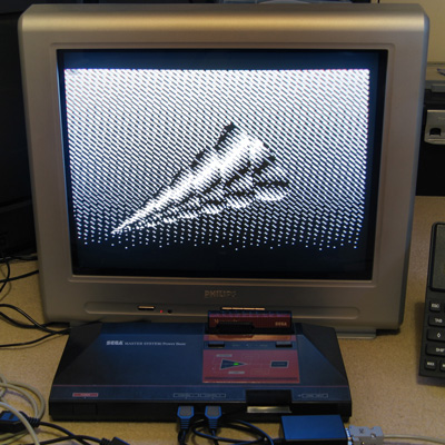 TV showing a picture of a shell generated from a BASIC program