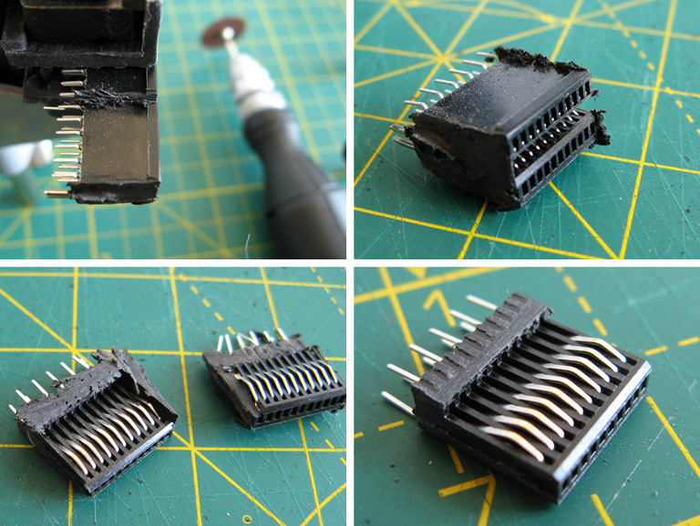 Cutting the PCI Express connector to make the serial port connector