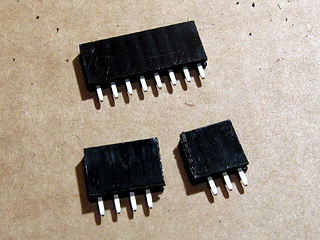 8-way pin socket cut in two