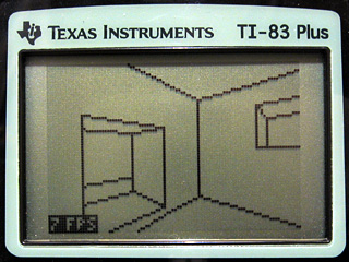 Nostromo 3D engine demo running on a TI-83+