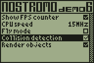 Nostromo settings screen