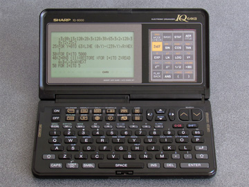 Photo of an IQ-8000 editing a program in 40x8 text mode